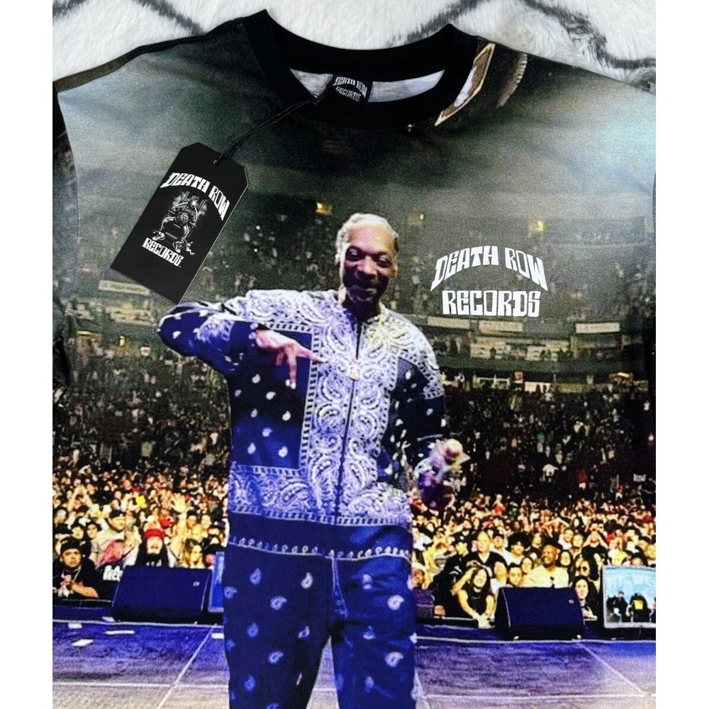 DEATH ROW Records Snoop Dogg All Over Print Concert T-Shirt Men's Sz S *NEW* - Picture 2 of 7